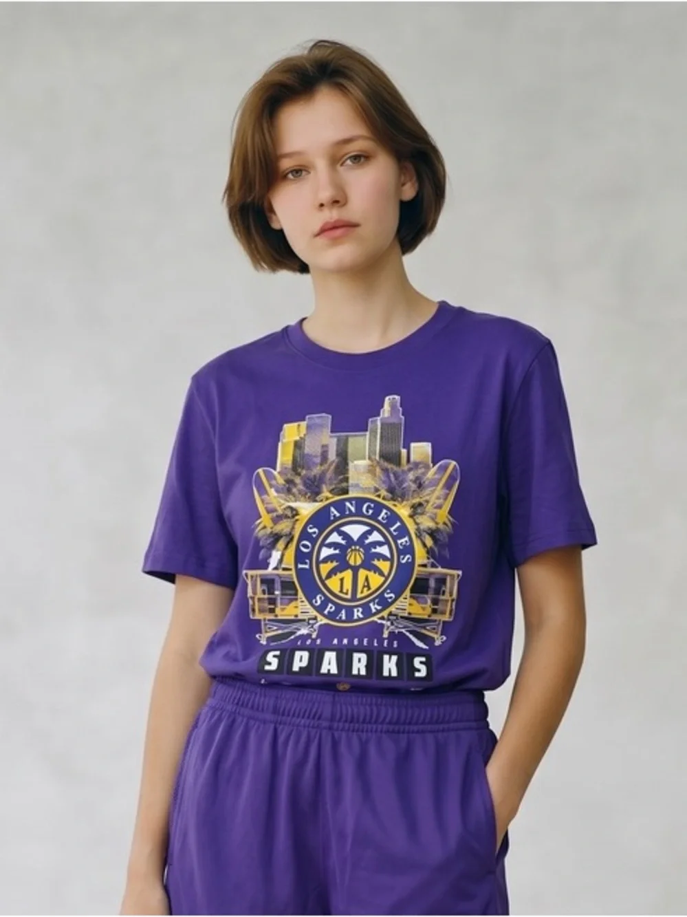 Nike Purple Los Angeles Sparks Graphic Tee with Yellow Accents